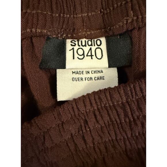 Studio 1940 Pants Women's Size L Brown Rayon Stretch Waist Casual Slacks Pull-On - Picture 2 of 2